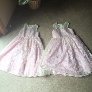 Matching Pink-Lace Flower Girl Dresses